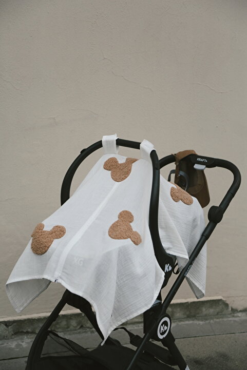 DERY BABY Teddy Souris Fermuarlı 2 Kat Müslin Puset Örtüsü