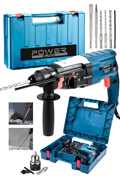 POWER BLACK Çelik Şanzıman Kırıcı Delici Darbeli Matkap 2-28mm Hilti-powerblack