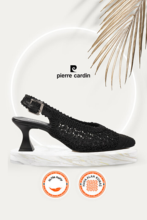 Pierre Cardin PC-53081 Siyah Kadın Örgülü Topuklu Ayakkabı