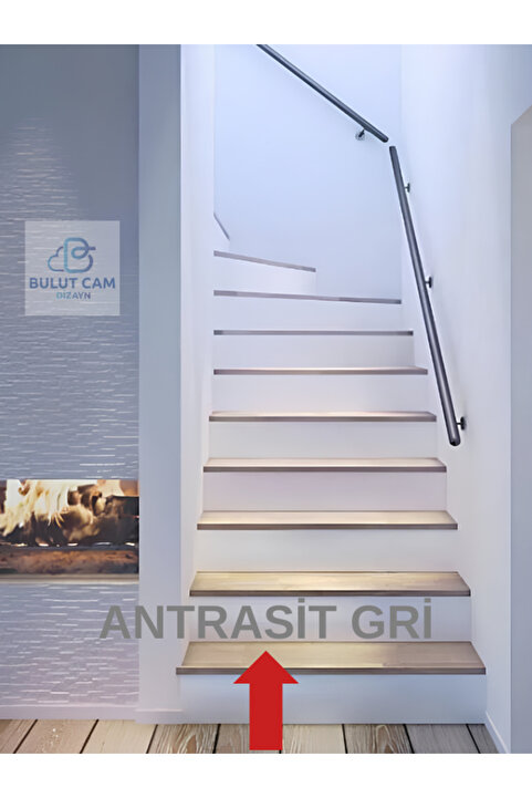 BULUT DİZAYN VE HEDİYELİK EŞYA Alüminyum Antrasit Gri Merdiven Tutamak | Korkuluk Yaşlı Engelli Duvar Tutamağı | 150Cm.