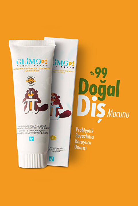 Glimo Pi Probiyotikli Doğal Çocuk Diş Macunu 50 Ml,yutulabilir,çürüklere Karşı Koruma,0-6 Yaş Için Güvenli