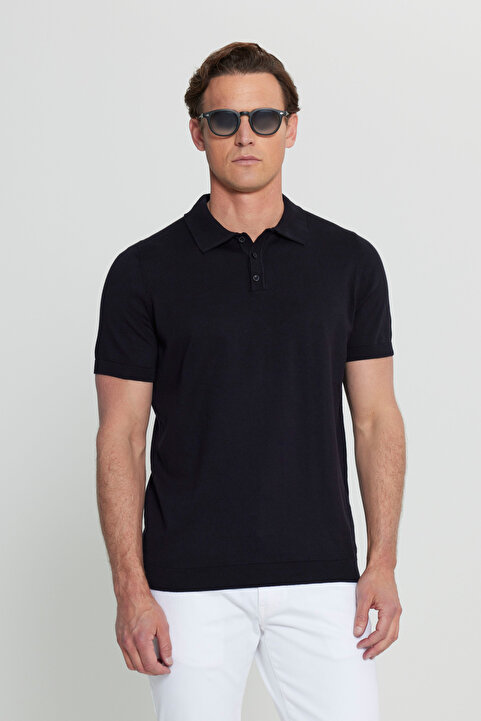 Altınyıldız Classics %100 Pamuk Standart Fit Normal Kesim Polo Yaka Triko Beyaz Triko Tişört