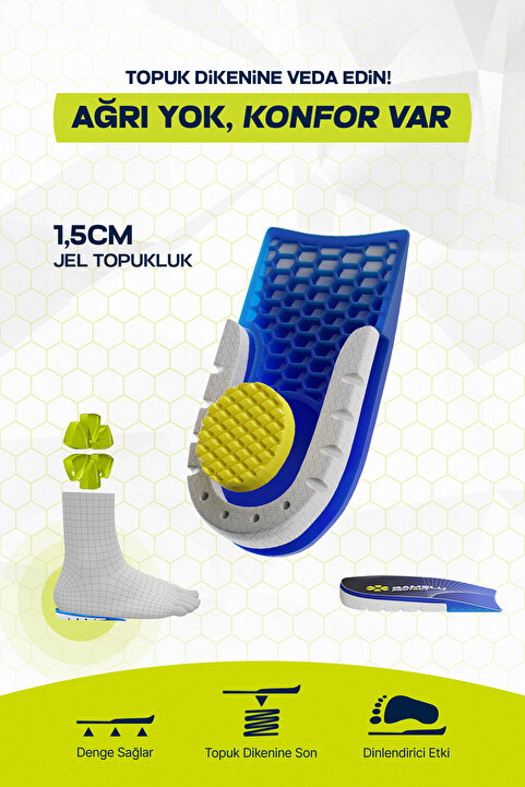 GAMELU PROTECT Comfort Max Ortopedik Jel Silikon Tabanlık- Topukluk- Topuk Dikenini Yok Eder - Unisex-tek Beden