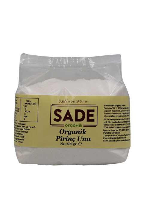 Sade Organik Pirinç Unu 500 Gr