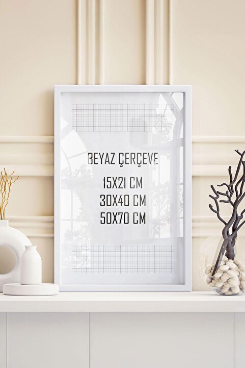 bukashops Beyaz Tablo & Fotoğraf Çerçevesi (15x21, 30x40, 50x70cm Seçenekli) - Modern, Şık Tekli Tablo Çerçeve