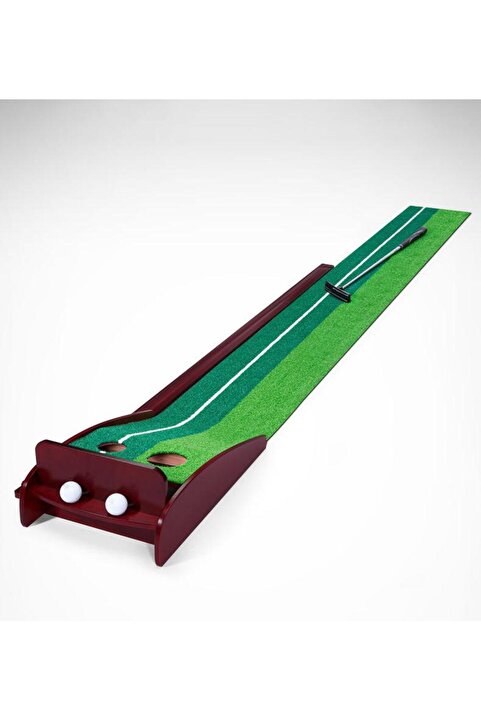 Rebuwo Mini Golf Antrenman Sahası Ahşap Mini Golf Egzersiz Seti 3 Adet Top Ve Golf Sopası