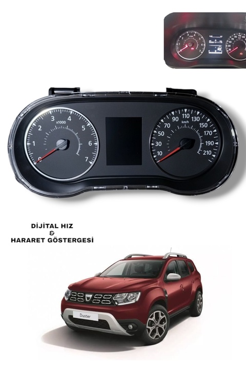 Orjinal Dacia Duster uyumlu Km Saati 2018 > Hararet ve Dijital Hız Göstergeli Ürün