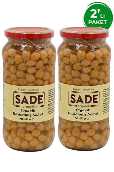 Sade Organik Haşlanmış Nohut Konserve 580cc 2'li Paket