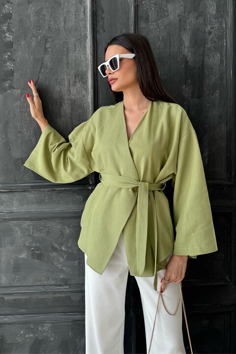 oshebu Yeşil – Kadın Kemerli Kimono