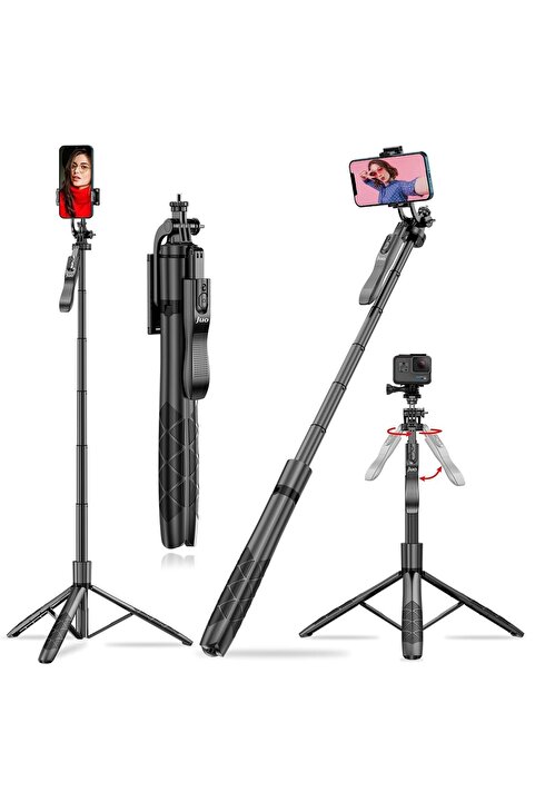 Juo Alüminyum Tripod Monopod Selfie Çubuğu Kumandalı Android Iphone Gopro Uyumlu