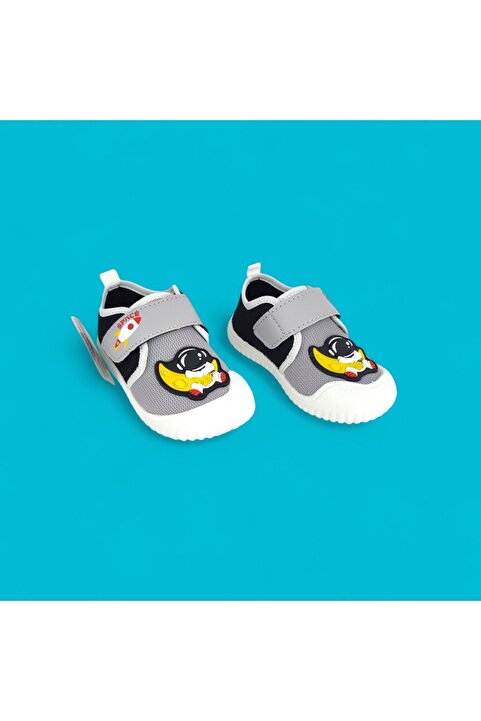 Gezer Çoçuk Unisex Keten Kaymaz Taban Cırtlı Ev, Okul, Kreş ,Anaokulu Günlük Kullanım Panduf