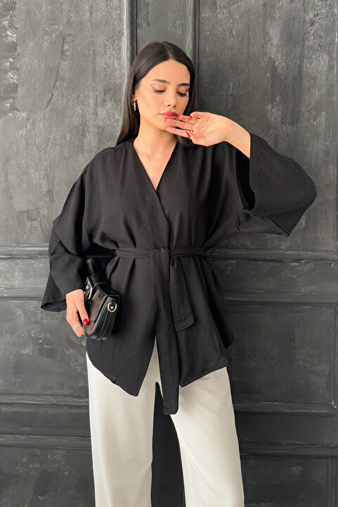 oshebu Siyah – Kadın Kemerli Kimono