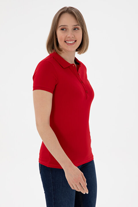 U.S. Polo Assn. Kadın Kırmızı Basic Polo Yaka Tişört 50305764-VR030