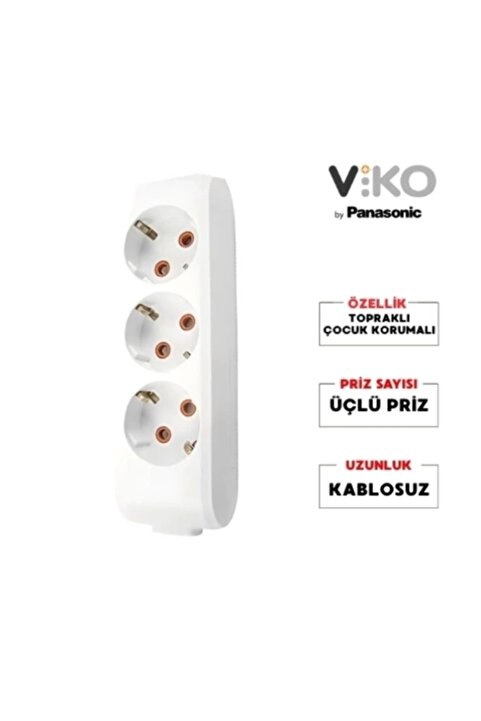 VİKO Multilet BEYAZ Üçlü Grup Priz Topraklı Klemensli (3lü Kablosuz)