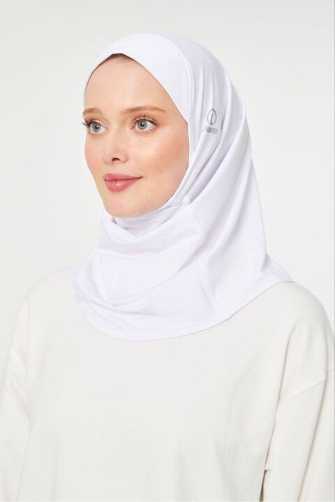 Melodi Scarf Kadın Tesettür Hijab Deniz Havuz Spor  Uyumlu Bone Beyaz