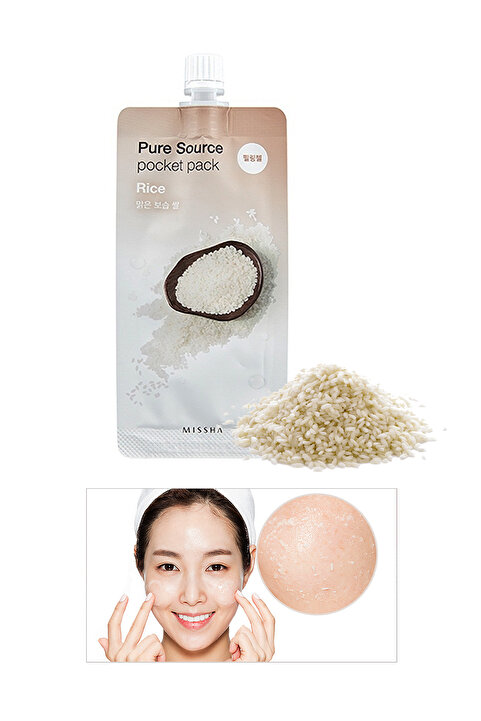 Missha Pirinç Özlü, Ölü Derileri Arındıran, Aydınlatıcı,Peeling Etkili Maske Pure Source Pocket Pack (RİCE)