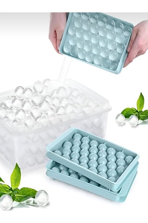 MUTLUHOME Küre Buz Kalıbı Kapaklı 33 Hazneli Yuvarlak Buz Kalıbı Kokteyl Sunum Buz Kalıbı