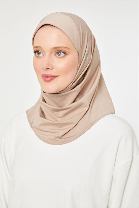 Melodi Scarf Kadın Tesettür Hijab Deniz Havuz Spor  Uyumlu Bone Taş Rengi