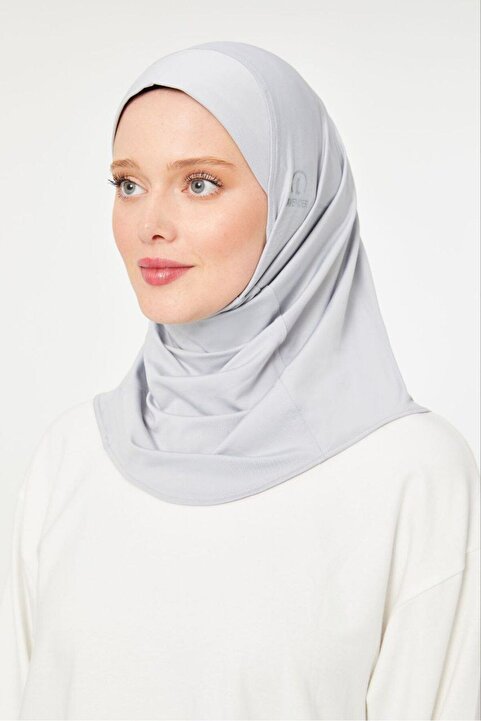 Melodi Scarf Kadın Tesettür Hijab Deniz Havuz Spor  Uyumlu Bone Açık Gri