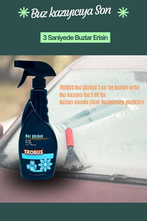 TROBUS Buz Çözücü Sprey Don Ve Buzlanmaya Karşı Etkili Çözüm – Sprey 500 ml