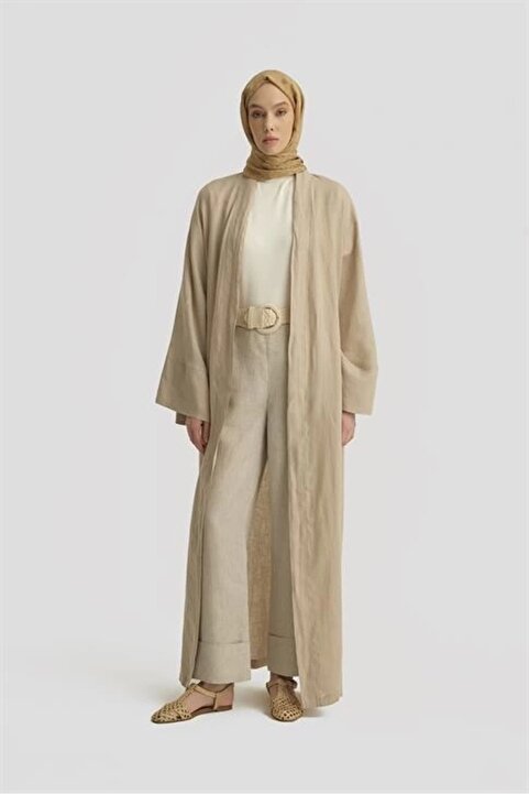 Armine Keten Abaya 25yd4230 Bej