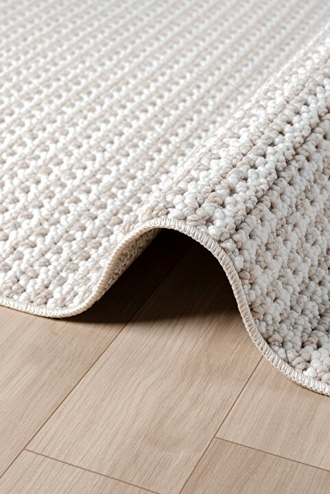 Eliz Home Beyaz Bej Yumuşak Dokulu Halı Kilim Salon Mutfak Koridor Yolluk Dokuma Makine Halısı 006