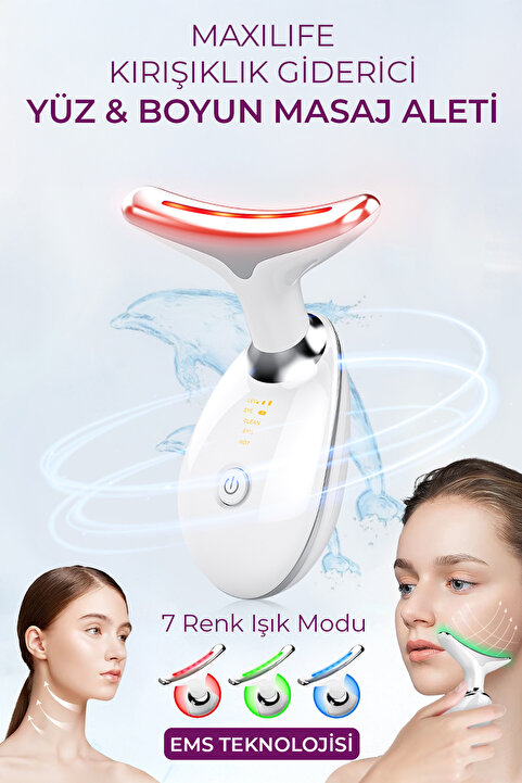 Maxi Life Boyun Ve Yüz Masaj Cihazı – Led Işıklı, Ems Mikro Akım, Isıtmalı & Titreşimli