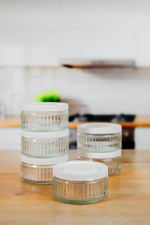 ZURİ DESİGN 6'lı Hava Geçirmez Cam Kahvaltılık Seti - 140 Cc | Beyaz Kapaklı, Sızdırmaz Saklama Kabı