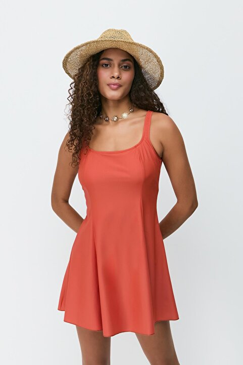 C&CITY Şortlu Elbise Mayo 7761 Tarçın