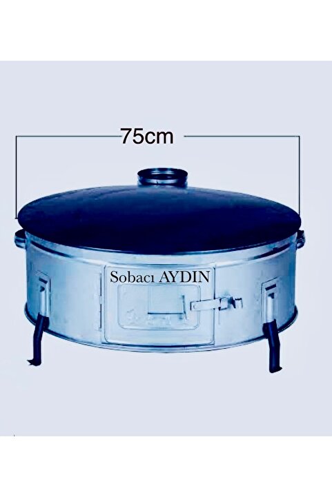 SOBACI AYDIN 75 cm Ekmek Yufka Gözleme Bazlama Sobası Cift Saclı Soba Olarak Kullanım Ters Cevirip Et Kavurma