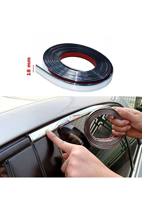 NKT GROUP 18 Mm 3d Dekoratif Krom Nikelaj Şerit Çıta Panjur Kalın Şerit 5 Metre