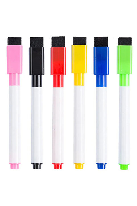 Tutunabilir Kağıt Mini Beyaz Tahta Kalemi Buzdolabı Magnet Kalemi Yazı Tahtası Kalemi 6'lı Set