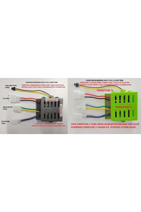 PİLSAN Pilsan Akülü Araba Uzaktan Kumanda Alıcı Beyin 12 V 2.4 Ghz Yeşil Model