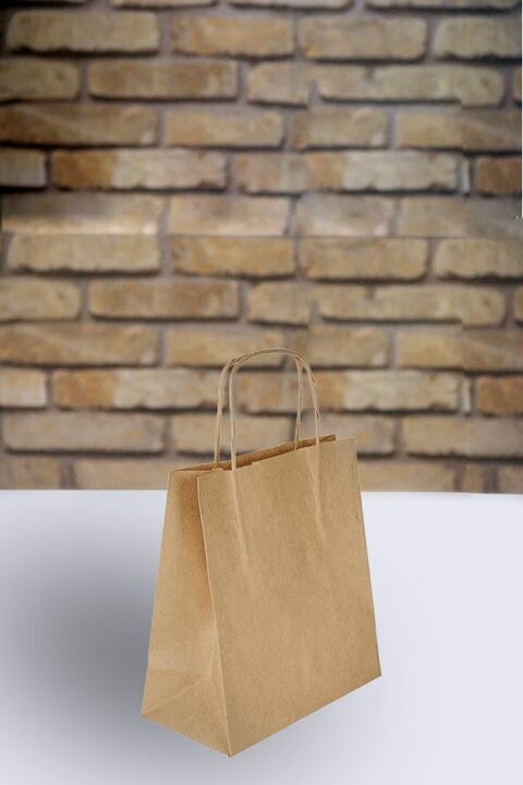 Kraft *25 Adet* Kağıt Saplı Karton Çanta 25 Adet 25X12X31