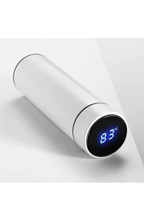Genel Markalar Dijital Led Göstergeli Termos Beyaz 450 ml Vakkumlu Çelik Termos ANNELER GÜNÜ HEDİYE