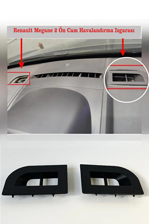 YUBBOX Renault Megane 2 (2004-2009) Ön Cam Havalandırma Izgarası Sağ Ve Sol Takım 2 Adet Uyumlu