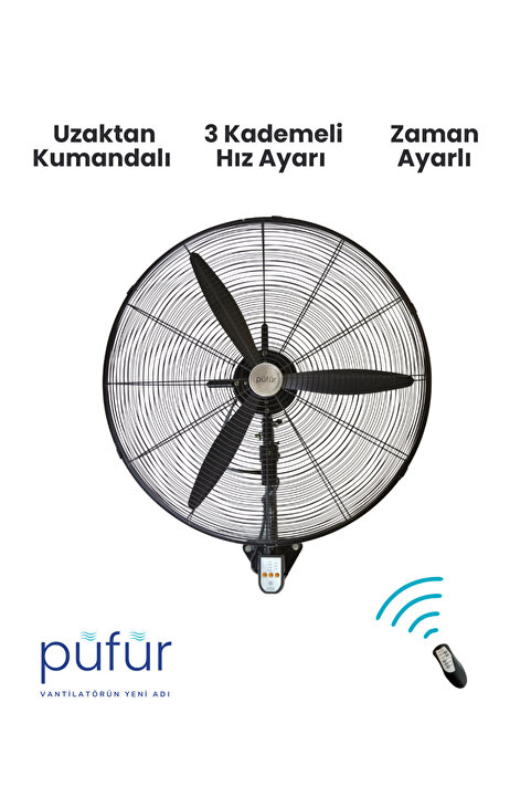 Püfür 2 Adet Kumandalı, Zaman Ayarlı Sanayi Duvar Tipi Endüstriyel Vantilatör 65 Cm