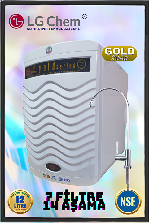LG Chem Gold Beyaz Renk 12 Litre 7 Filitre 14 Aşamalı Gümüş Iyonlu Alkali Ve Mineralli Su Arıtma Cihazı
