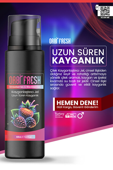 ORBIFRESH Uyarıcı ve zevk arttırıcı Çilek ve Böğürtlen Kayganlaştırıcı Jel Su Bazlı 60 ML