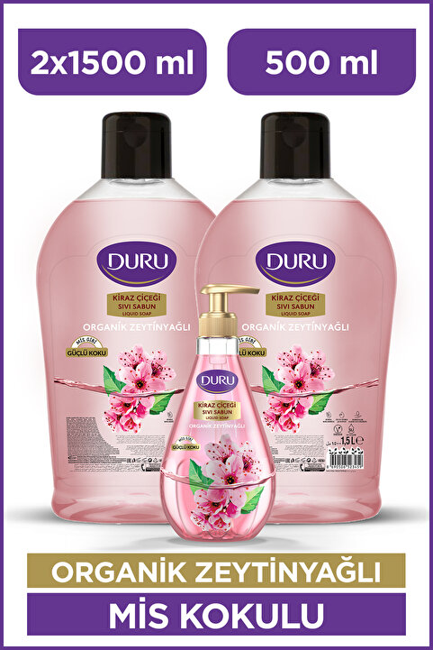 Duru Organik Zeytinyağlı Kiraz Çiçeği Sıvı Sabun 1,5 1,5 500ml