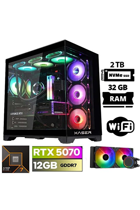 Xaser Lexus x70 Ryzen 7 7700 32GB DDR5 Ram 2TB M.2 NVMe SSD 12GB RTX5070 Sıvı Soğutmalı Oyuncu Bilgi
