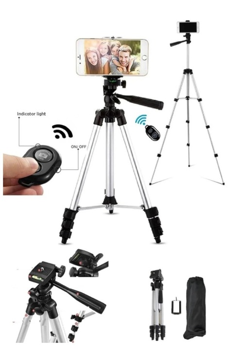 Miomi Tripod Profesyonel Fotoğraf Video Çekimi Kumandalı 106 Cm Tripod Telefon Tutucu