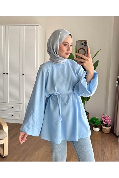 MOONSC BALON KOL BEL BAĞLAMALI TESETTÜR GÖMLEK