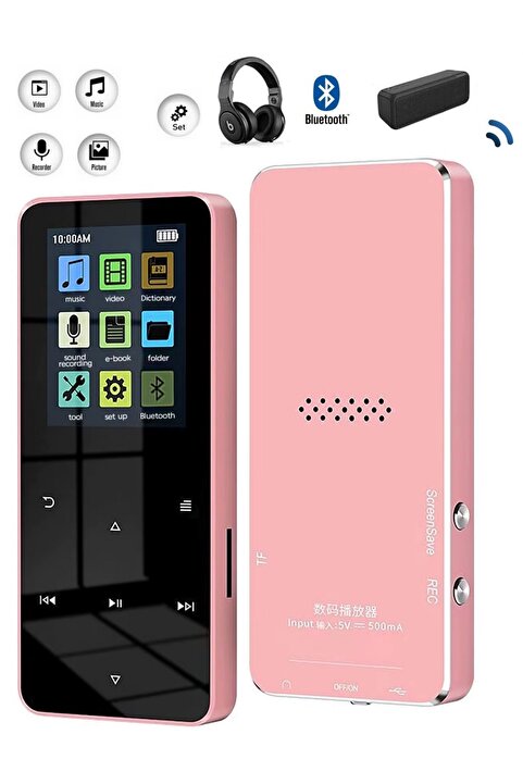 JUNGLEE Bluetooth Lu Mp3-mp4 Çalar Fm Radyolu Şarjlı Mp4 Player Dahili Hoparlör 8gb Hafızalı Müzik Çalar