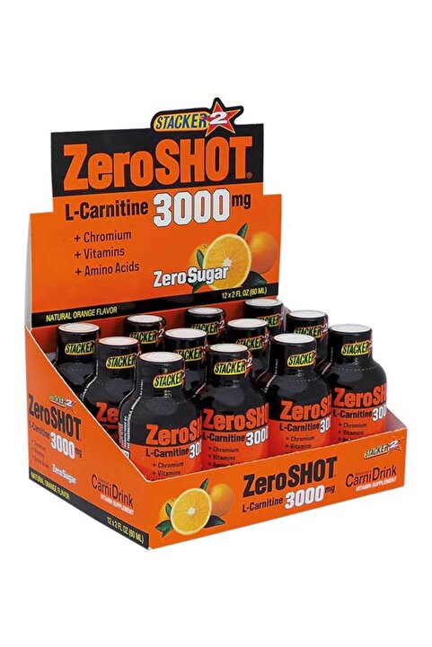 Zero Shot L Karnitin Portakal Aromalı 3000 Mg Shot 12×60 ml  L- Carnitine