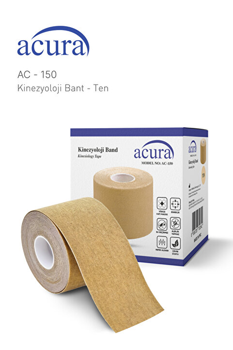 Acura AC-150 Yüz & Vücut Uyumlu Hipoalerjenik Kinesyo Tape Ağrı Bandı 5M x 5CM