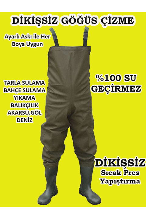 go out Göğüs Çizme, PVC Tulum Çizme %100 Su Geçirmez, Leke Tutmaz 55 Mikron Dikişsiz Tulum