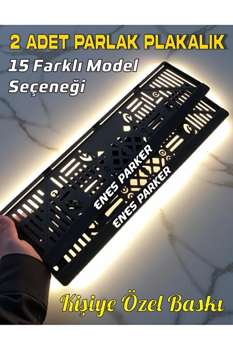 Parker Otomotiv Parlak Otomobil Araç Plakalık (2 Adet ) Kişiye Özel Yazılı