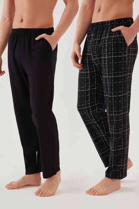 koza iç giyim Erkek Pamuklu 2'li Tek Alt Pijama
