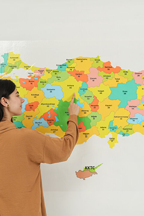 TutturX Türkiye Haritası Renkli Özel Baskı 150x87cm